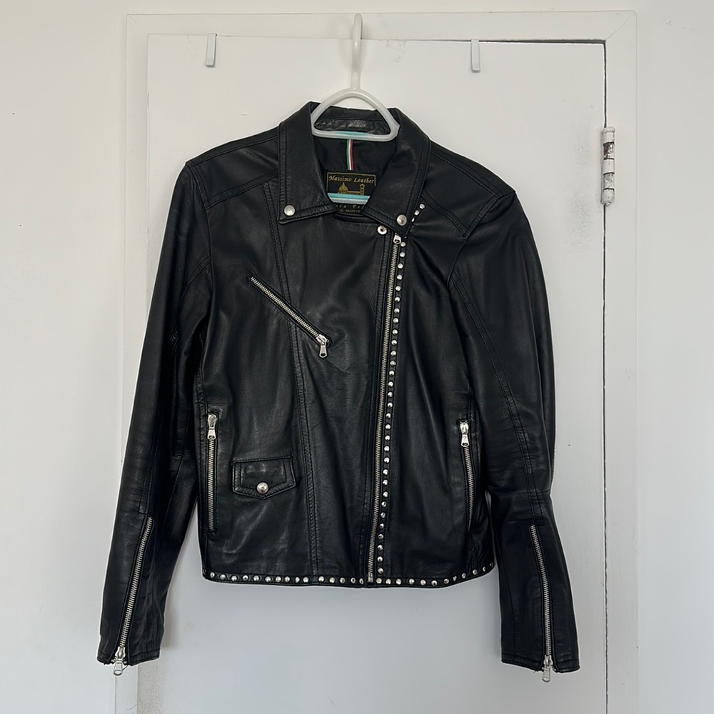 Massimo Leather Jacket with Studs